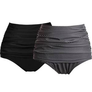 lot 2246 image: COCOPEAR Womens High Waisted Full Coverage Bikini Bottom Ruched Bathing Suit Bottoms for Women Tummy Control Swim Bottoms (2 Packs) BlackBlack White Plaid XL - Retail $34