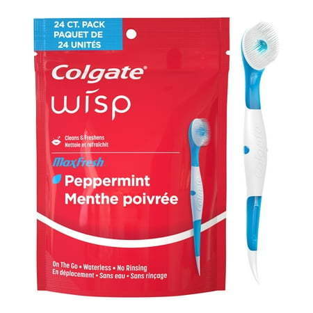 lot 4645 image: Colgate Max Fresh Wisp Disposable Travel Toothbrushes  Mini Toothbrush  Peppermint  24 Count - Retail $40