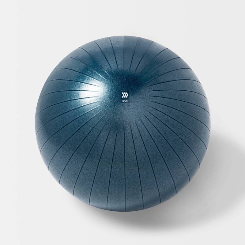 lot 4655 image: Stability Ball 75cm Blue - All In Motion PVC Exercise Equipment, 300lb Capacity - Retail $33