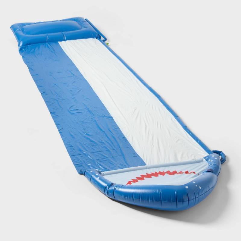 lot 4710 image: Shark Water Slide - Sun Squad Lawn Water Slide for Ages 5-12, Max 154 lbs - Retail $20