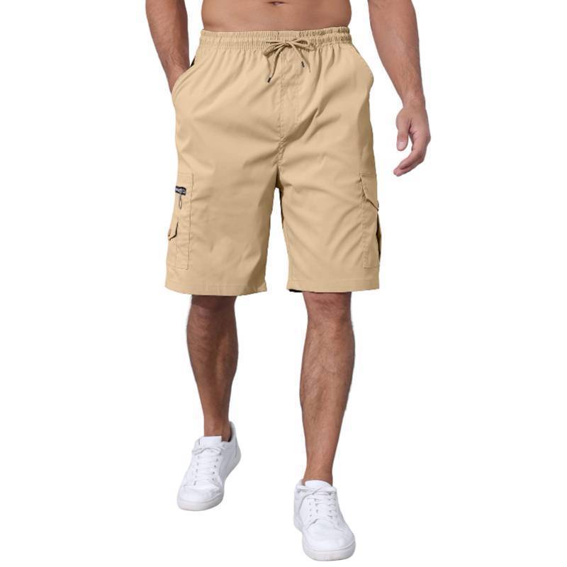 lot 4737 image: CTU Mens Cargo Shorts Elastic Waist Outdoor Relaxed Fit Sport Shorts Jogger SweatShorts with Multi-Pocket Khaki 4XL - Retail $20