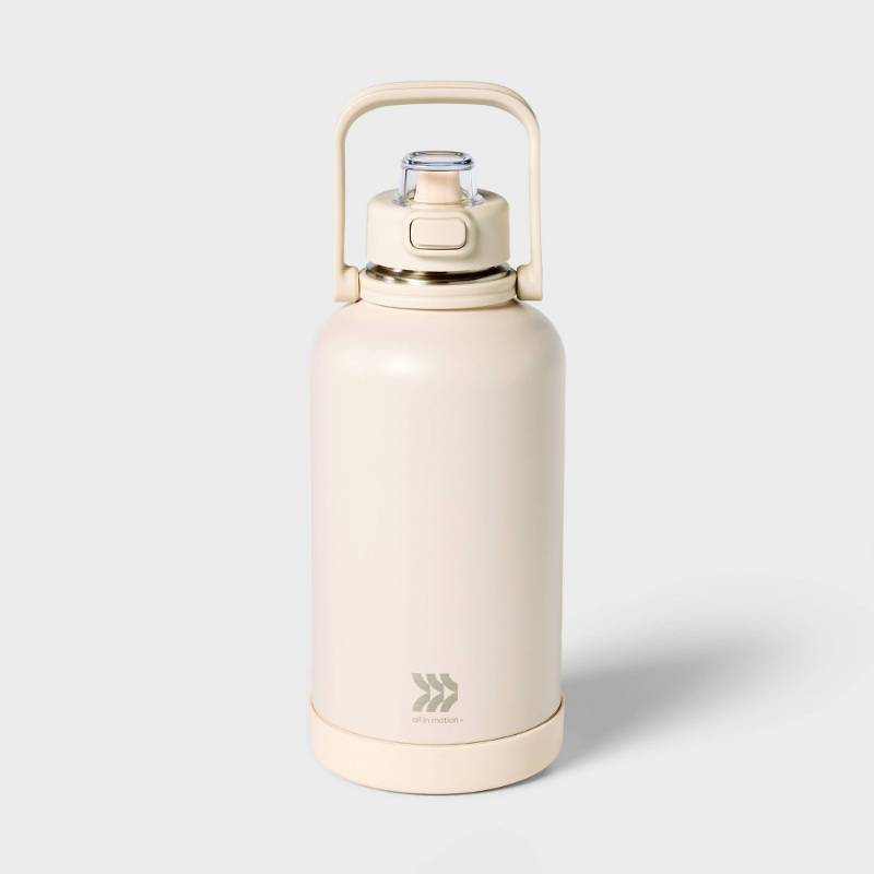 lot 4777 image: 64oz Stainless Steel Vacuum Insulated Water Bottle Chalk - All In Motion Portable Drinkware - Retail $21