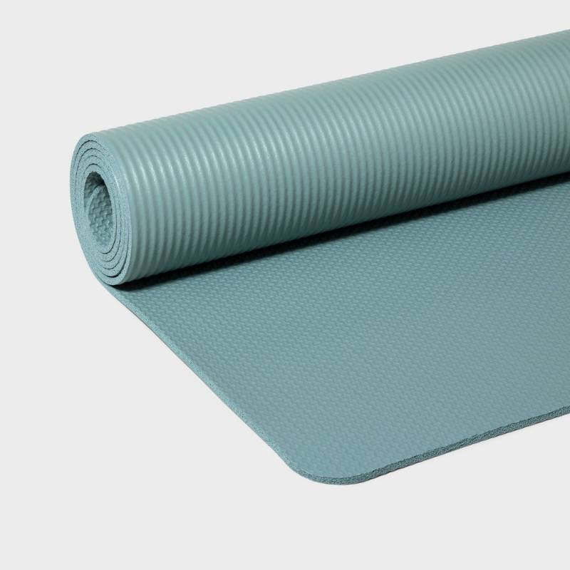lot 4800 image: Yoga Mat 6mm Blue - All In Motion High Tack Grip, Nitrile Butadiene Rubber - Retail $25