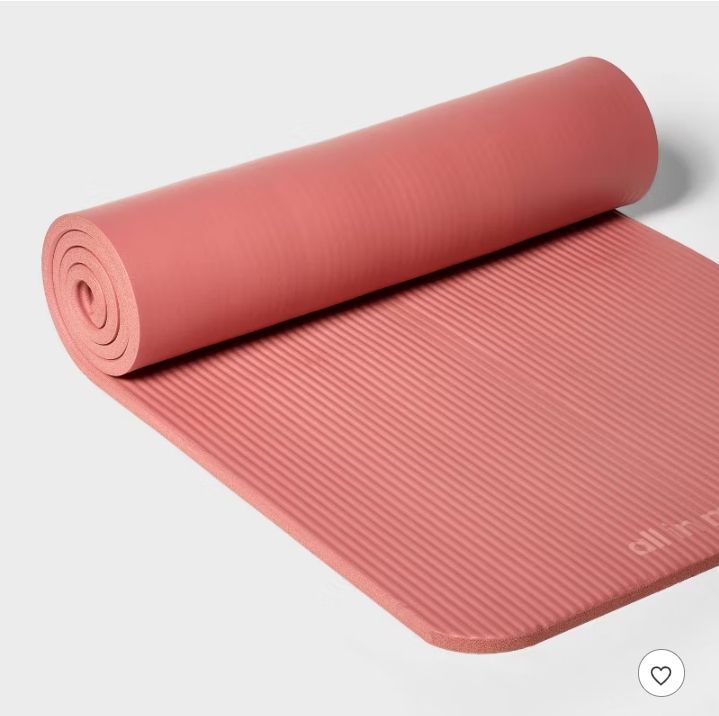 lot 4827 image: Premium Fitness Yoga Mat 15mm Orange - All In Motion Standard Size, Low Tack Grip, Solid Pattern - Retail $30