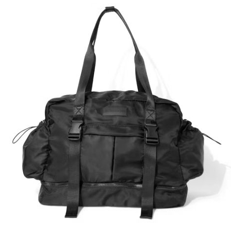 lot 4936 image: Blogilates Gym Bag - Black Nylon &amp Polyester, Zipper Closure, Yoga Mat Holder - Retail $46