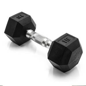 lot 4100 image: CAP 15lbs Coated Hex Dumbbell with Contoured Handle - Retail $22