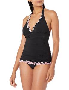 lot 4189 image: Pretty Wild Solid Halter Tankini Top Black size 8
