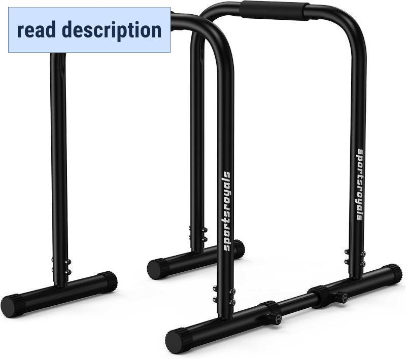 lot 131181 image: Sportsroyals Adjustable Dip Bar Station, Heavy Duty Parallette & Parallel Bars, 400LBS Stable Dip Stands for Home Gym, Calisthenics & Upper Body Workout Equipment