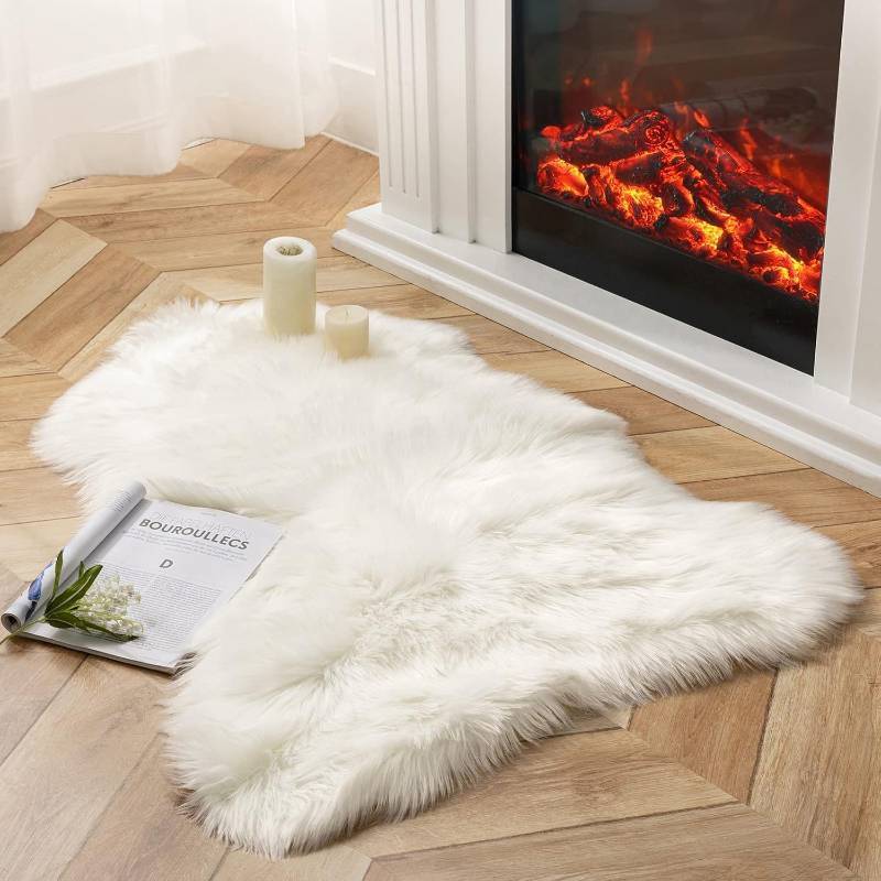 lot 131187 image: Ashler Faux Fur Rug, White Area Rugs, Fluffy Sheepskin Fur Rug, Fuzzy Ultra Soft 2.3 x 3.3 Ft Rugs, Machine Washable Shag Rug, Nursery Throw Rugs for Bed, Living Room