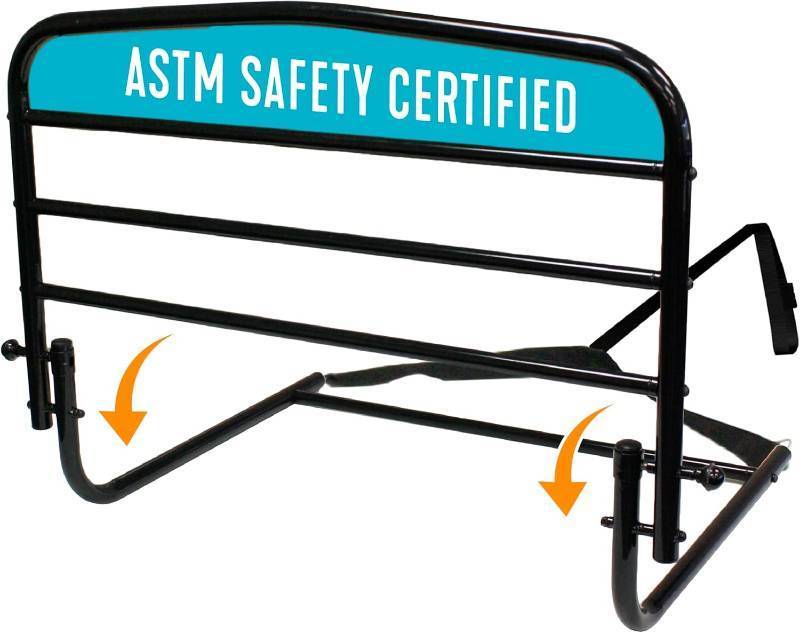 lot 131204 image: Retails for $103 Stander 30 inch Safety Bed Rail, Folding Guardrail for Adults, Seniors, and Elderly, Bedside Stand Assist Bar, Fits King, Queen, Full, and Twin Beds, ASTM Safety Approved Bedrail