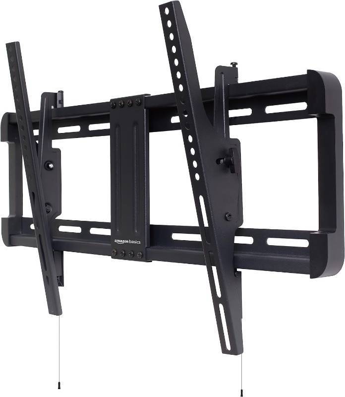 lot 131220 image: Amazon Basics Tilting TV Wall Mount with Horizontal Post Installation Leveling for 32 to 86 TVs, Wood Studs Compatible, Black