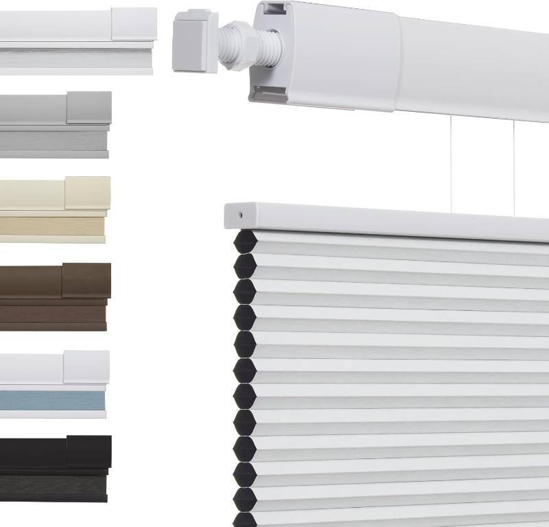 lot 331038 image: No Tools No Drill Top Down Bottom Up Cellular Shades for Windows, 1 Blackout Fabric, Cordless Honeycomb Blinds for Indoor Window, Thermal Insulated Noise Reduction, Custom Size, White