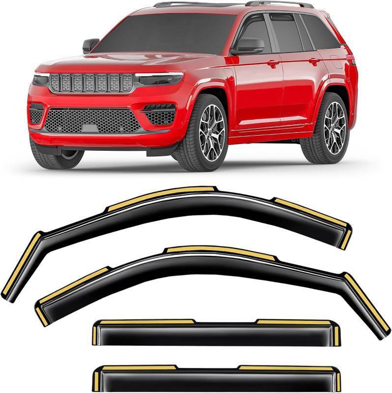 lot 431178 image: in-Channel Window Rain Guards Fit for Jeep Grand Cherokee 2-Row 2022-2025 (Not for L,Not for 3-Row) Window Deflectors Window Visor Vent Visors Vent Shades Exterior Car Accessories