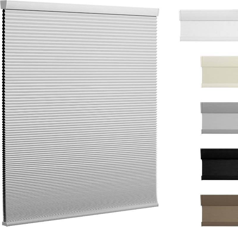 lot 431186 image: Boolegon Blackout Cellular Shades Cordless Pull Down Cellular Blinds Thermal Insulated Honeycomb Blinds for Windows, White