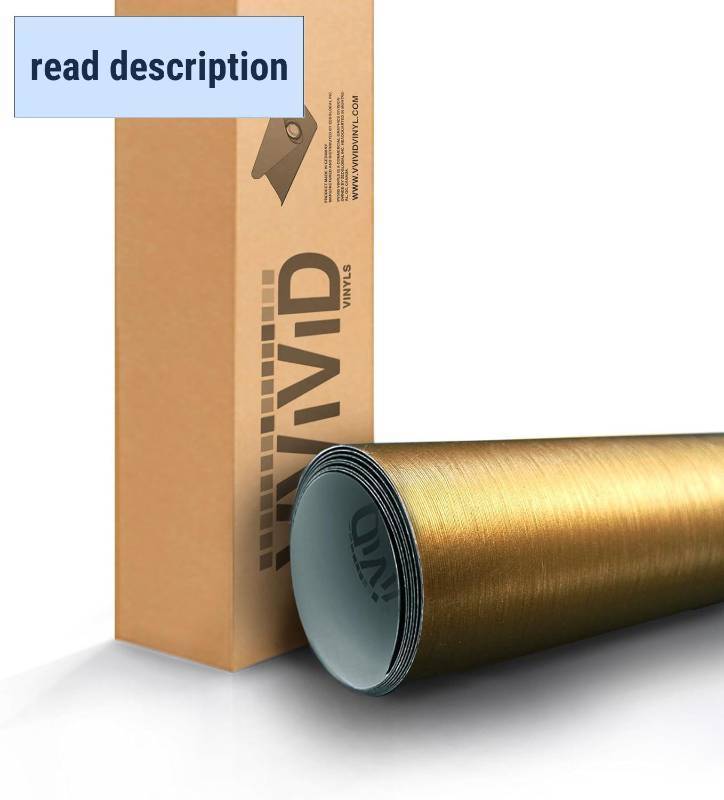 lot 121307 image: VViViD Gold Brushed Metallic Steel Vinyl Wrap Roll with Air Release Technology (6ft x 5ft)