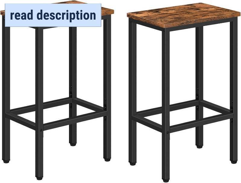 lot 321177 image: Bar Stools, Set of 2 Bar Chairs, Kitchen Breakfast Bar Stools with Footrest, 25.8 Dining Stools, Rectangular Industrial Bar Chairs, for Dining Room, Kitchen,Rustic Brown BAHR0101Z