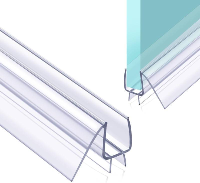 lot 321192 image: POZIA Shower Door Bottom Seal Frameless Glass Shower Door Seal Strip Clear Vinyl Durable Stop Shower Leaks and Create a Water Barrier Ultra Clear (2PACK-12in)