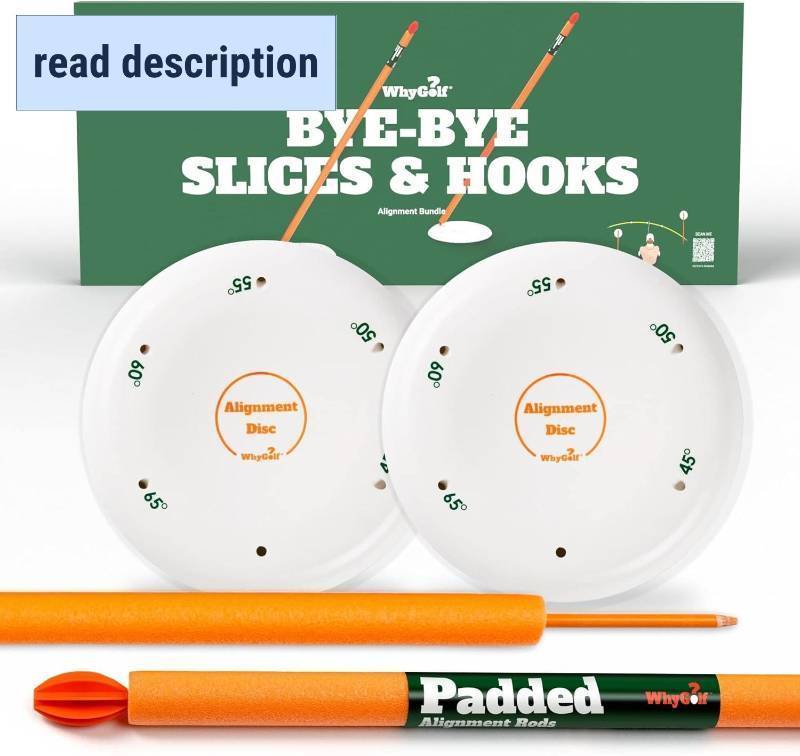 lot 421307 image: WHYGOLF Alignment Discs & Padded Golf Alignment Rods   Versatile Golf Training Aid for Swing Plane, Path, Posture & Setup   Easily Adjust Angles for Better Accuracy