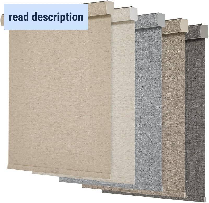 lot 111500 image: Persilux Blackout Roller Shades for Windows,Cordless,Linen Fabric,Roller Blinds for Windows,Thermal Insulated Fabric UV Protection,Window Shades for Home,Office,Bedroom,Door,Blackout-Beige,Custom Now