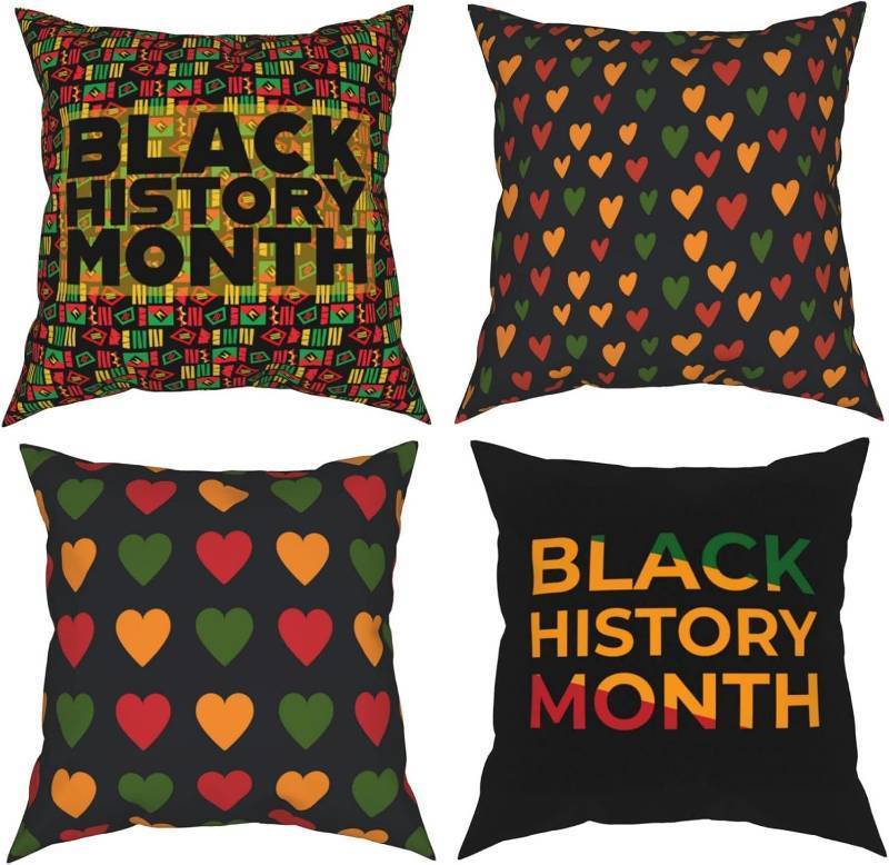lot 111525 image: Black History Month Pillow Covers Set 4, Black History Month Decoration, Modern Decorative Square Cushion Covers for Couch Sofa Bedroom Car 12x12