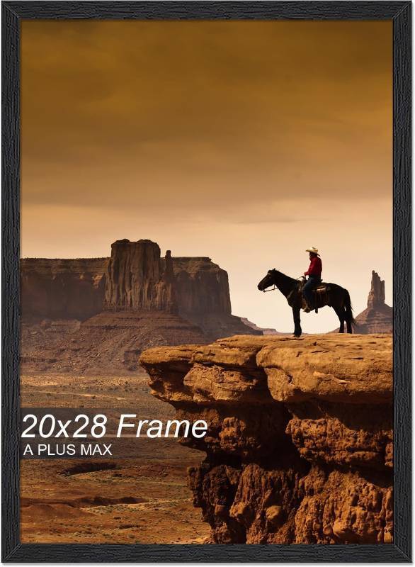 lot 211326 image: A PLUS MAX 20x28 Picture Frame, Black Engineered Wood Frame for 20 x 28 Inch Picture Poster Photo, Light Weight 20 by 28 Frame with Wood-grain for Wall - 1 PackBlack20 x28