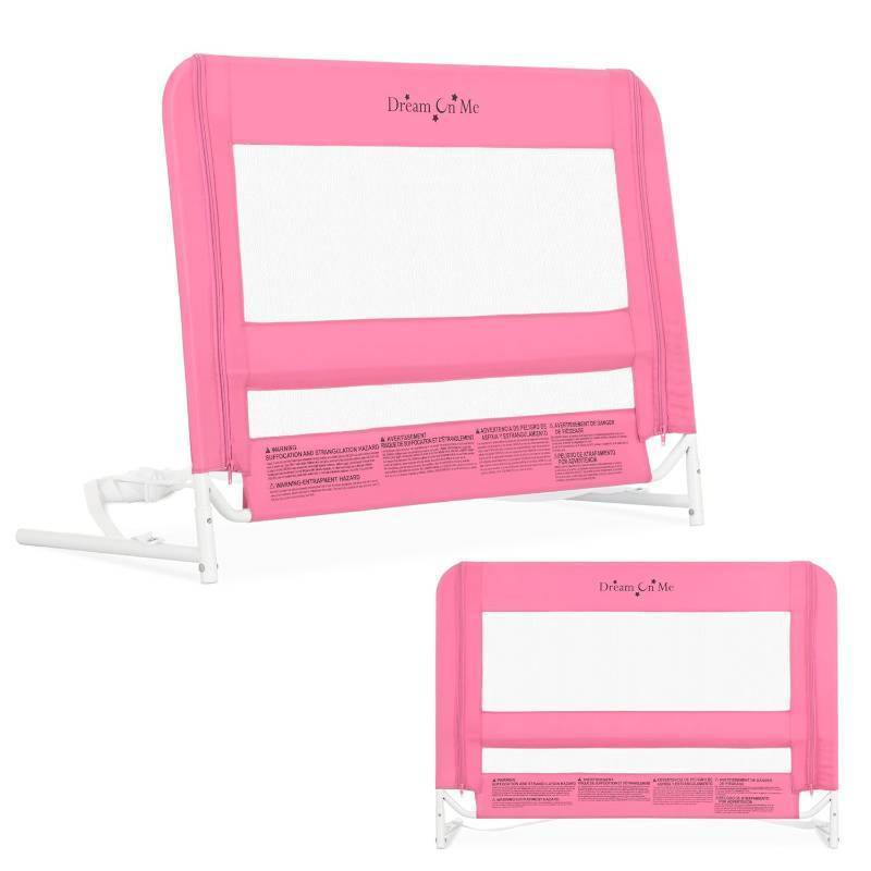 lot 211351 image: Dream On Me Lightweight Mesh Security Adjustable Bed Rail for Toddler, Breathable Mesh Fabric, Suitable for All Types of Beds, Reinforced Anchor System Bed Guard Rail, Pink