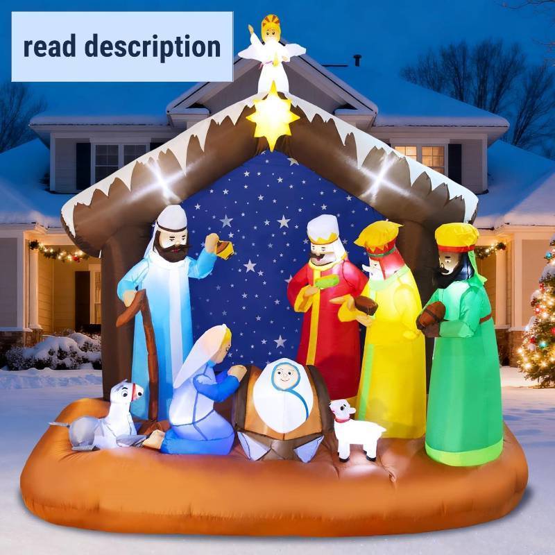 lot 211354 image: Christmas Inflatable Nativity Scene Outdoor - Christmas Inflatables Outdoor Blow Up Yard Decorations Jesus Nativity Sets with Built-in LED Lights for Garden Yard Lawn Xmas Decor, 7 x 7FT