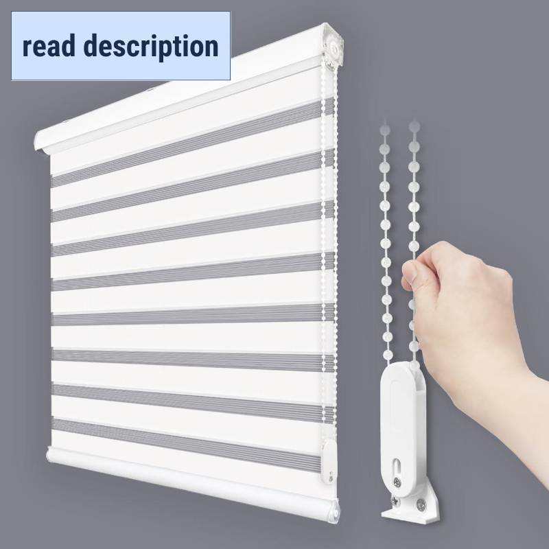 lot 311238 image: Foiresoft Zebra Blinds for Windows, Day Night Dual Layer Roller Shades for Windows, Adjustable Privacy, Inside or Outside Mount W33 x H64 Inch, White