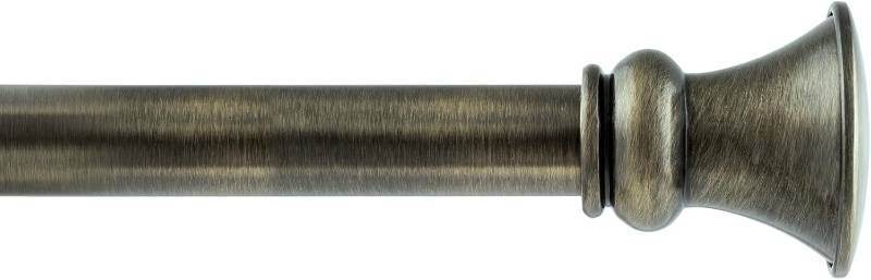 lot 411189 image: DECO WINDOW Curtain Rods for Windows 44   120 Inch, 1 Inch Heavy Duty Extendable Metal Drapery Rod, Adjustable Curtain Rod with Decorative Egyptian Finials for Living Room Bedroom, Antique Brass