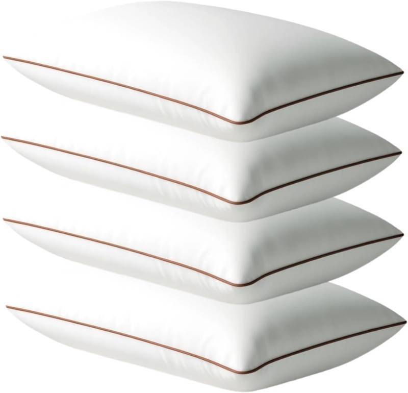 lot 321146 image: Luxury Hypoallergenic Sleeping Bed Pillows - Soft and Supportive - Premium Down Alternative Fill - Ideal for Side, Back, and Stomach Sleepers Queen Size Set of 4