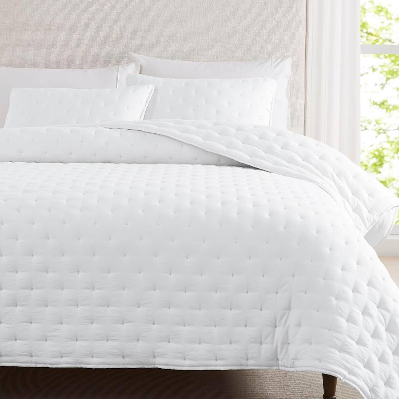 lot 211277 image: WDCOZY White Cloud Queen Size Quilt Set, Tan Lightweight Farmhouse Bedspread, Rustic Country Coverlet, Taupe Camel Soft Bedding, Thin Comforter for All Season - 3 Pieces, 90x90 inches