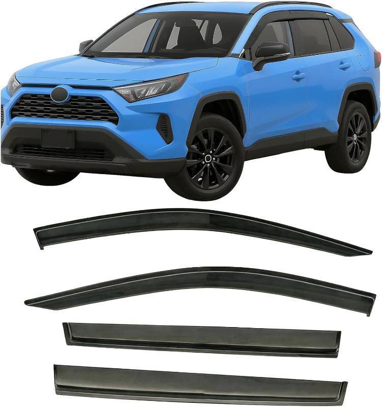 lot 141996 image: 2019-2025 Tape-On Rain Guards Side Window Deflector Visors for Toyota Rav4 LE XLE SE XSE Hybrid Premium Limited 2020 2021 2022 2023 2024