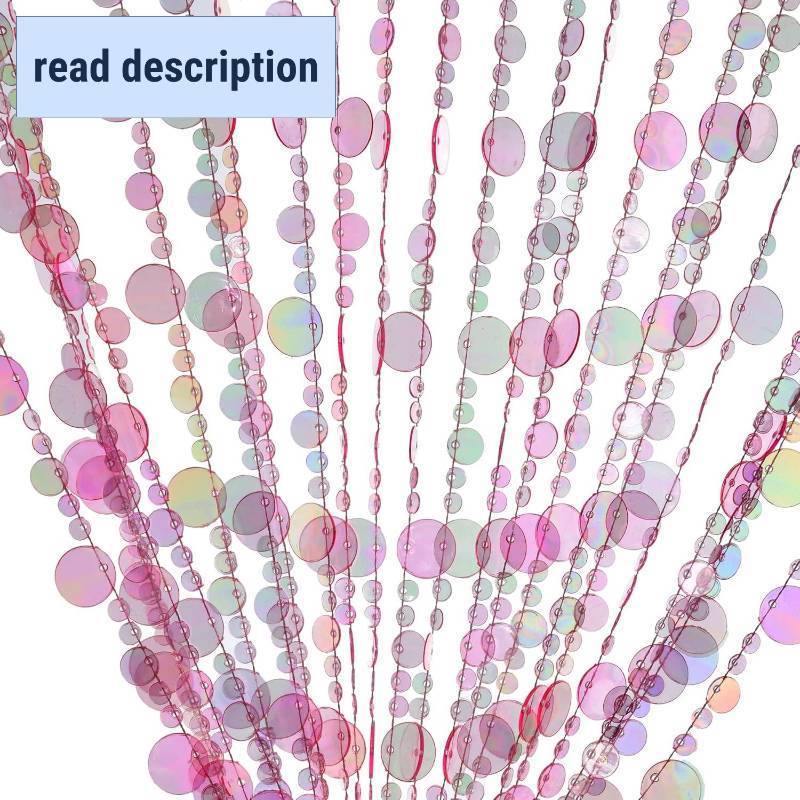 lot 341923 image: FlavorThings Pink Iridescent Faux Crystal Acrylic Bubble Beaded Curtains for Doorway Room Divider Closet Party Wedding Kids Bedroom Party Backdrop Decoration 3FTx6FT