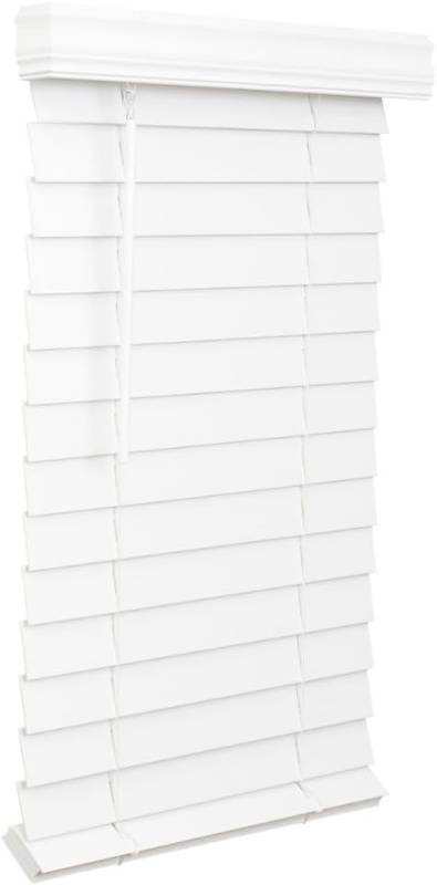 lot 341967 image: LOTUS & WINDOWARE 2.5-inch Cordless Faux Wood Blind, Plantation Style, 32 Wide x 60 Long, Smooth, Bright White   for Living Room, Bedroom, Interior Door Windows