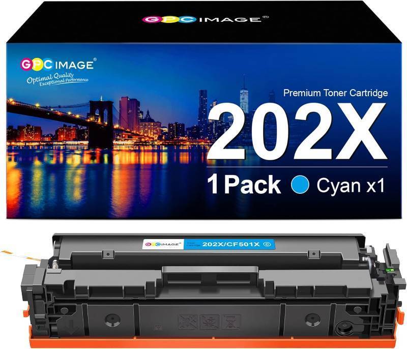 lot 441904 image: GPC Image Compatible Toner Cartridge Replacement for HP 202X 202A CF500X CF500A Compatible with LaserJet Pro MFP M281fdw M254dw M281cdw M281 M281dw M280nw Toner Printer Tray (1 Cyan Pack)