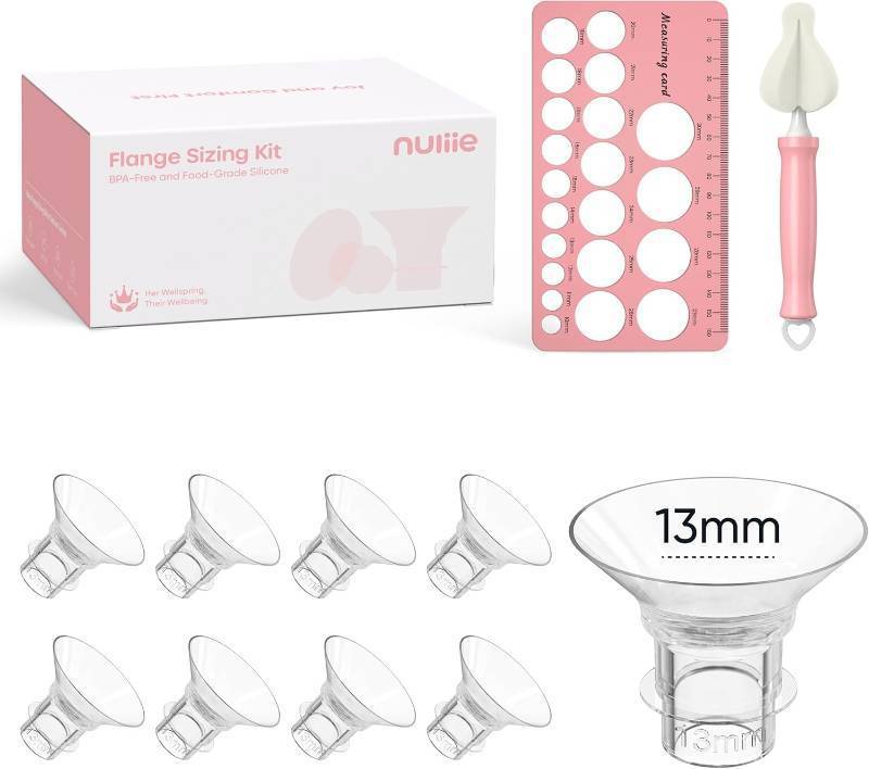 lot 441912 image: Nuliie 8PCS Silicone Flanges Insert Replacement Kit, Flange Sizing Kit 13mm for 24mm FlangeShield Breast Pumps, Pumping Essential Kit for Moms