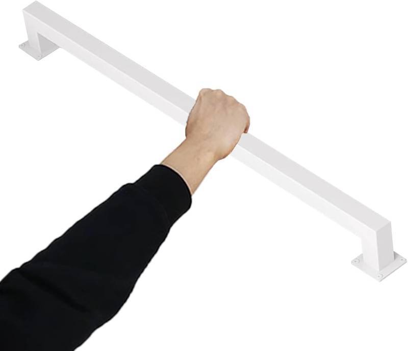lot 451908 image: White Square Pipe Staircase Handrail Wall Mounted Non-Slip Stairs Hand Rails Metal Galvanized Iron Safety Grab Bar Railing for Indoor Outdoor (Size  3 FT)