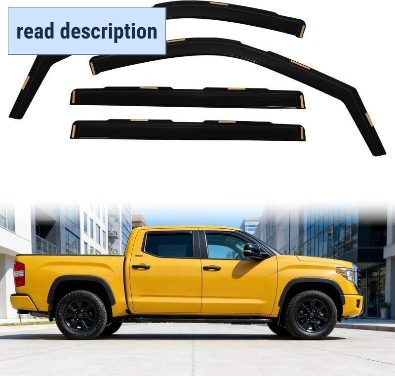 lot 451914 image: in-Channel Window Rain Guards Deflectors Fit for 2022-2025 Toyota Tundra CrewMax Cab Truck Window Wind Vent Visors Deflector Accessories 4Pcs