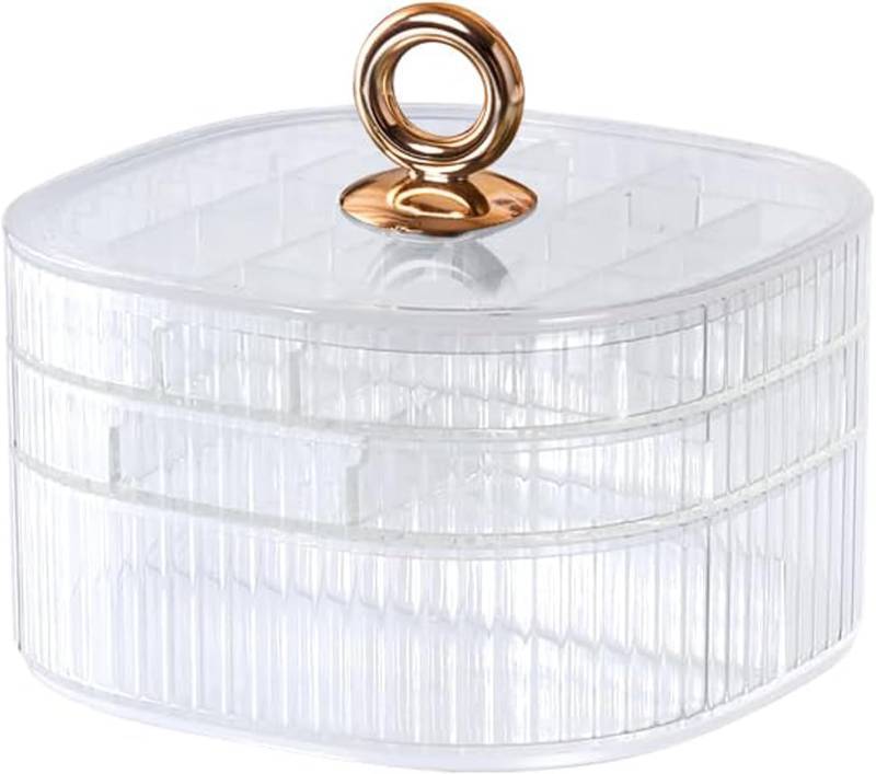 lot 161313 image: Jewelry Box, 3-Layer Acrylic Jewelry Organizer with Handle, Clear Jewelry Boxes for Women Girls, Make up Organizer, Jewelry Storage Holder (Clear)