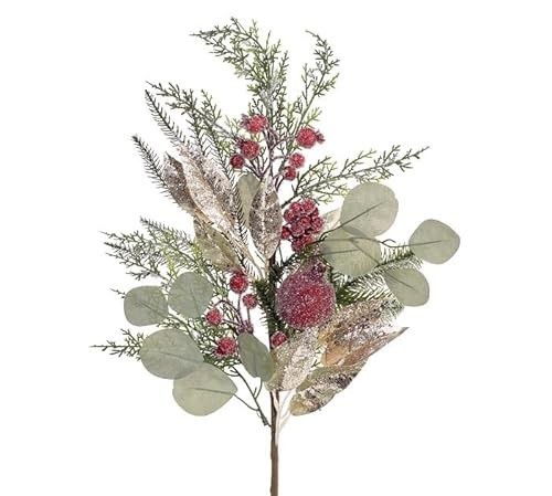 lot 261419 image: BurtonBURTON Frosted Pomegranates Floral Pick, 32-inch Height, Christmas Decoration