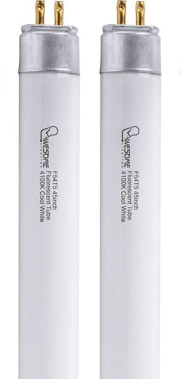 lot 361337 image: F54T5841HO Fluorescent Light Bulb, 46 Inch, T5 54 Watt Replacement Tube, 4100K Cool White, 4200 Lumens, High Output, G5 Bi-Pin Base, 4FT T5 Grow Light Bulbs - 2 Pack