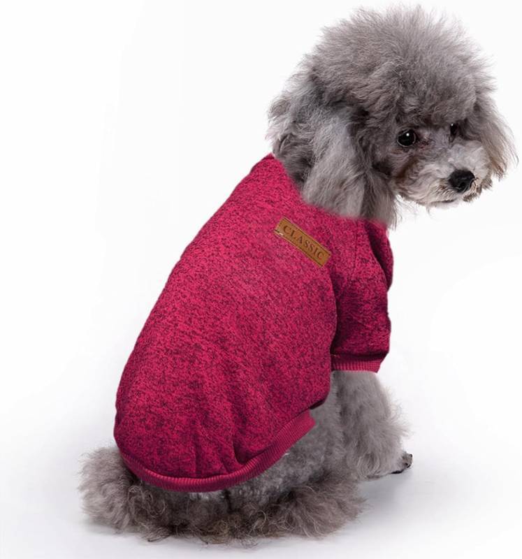 lot 361344 image: Jecikelon Dog Clothes Dogs Sweater Soft Puppies Clothing Winter Puppy Sweaters Warm Outfit for Dogs Small XXS XS Cat Apparel (Wine red, S)