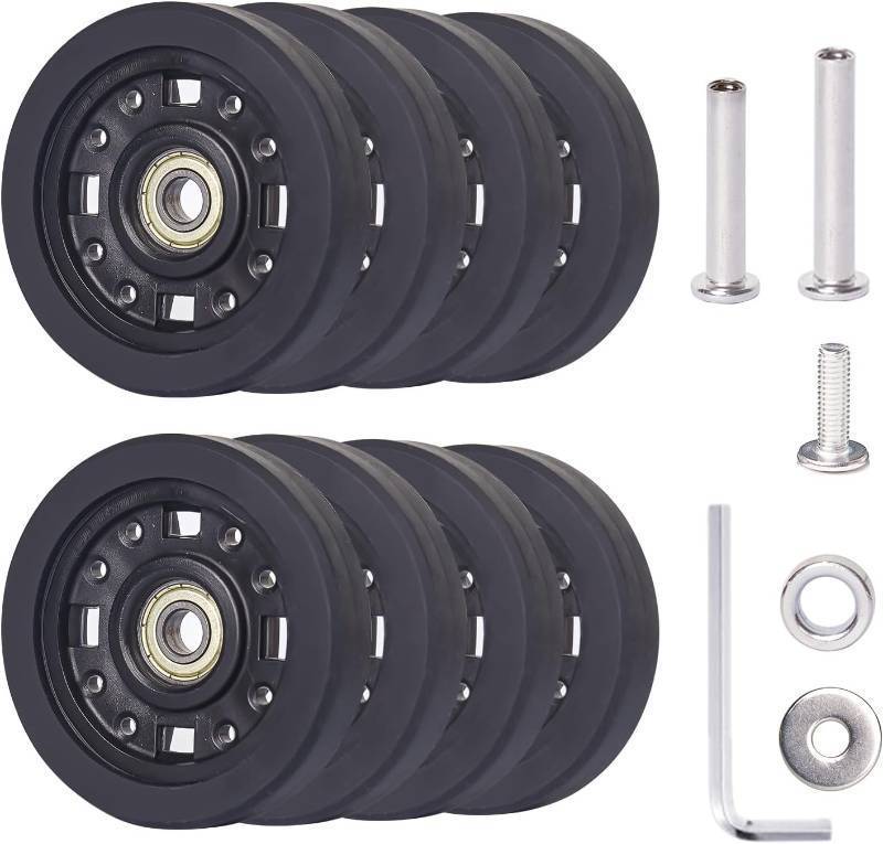 lot 361347 image: Luggage Wheels Replacement 55  11mm, Swivel Caster Wheels Bearing Repair Kits Double Luggage Wheels Rubber Suitcase 8PCS with Precision Bearing for Replacement Travel Suitcase Caster