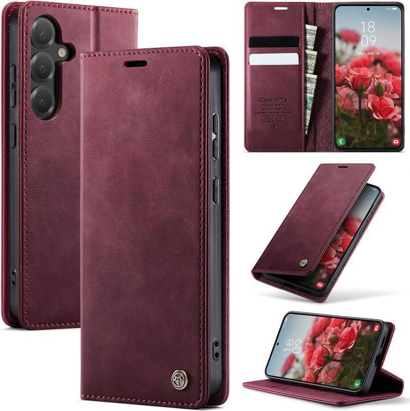 lot 461136 image: Kowauri for Samsung Galaxy S25 FE Case, PU Leather Wallet Case with RFID Blocking Card Holder Magnetic Flip Fold Shockproof Durable Protective Phone Case for Galaxy S25 FE (Red)