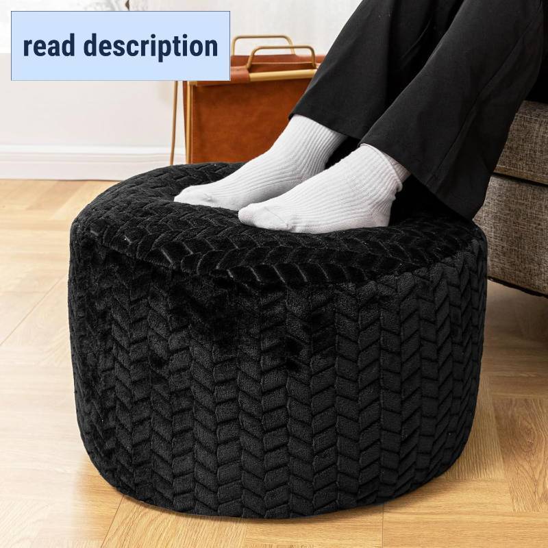 lot 461186 image: Asuprui Pouf Ottoman Stuffed Ottoman Foot Rest Floor Pouf Bean Bag Chair Foldable Floor Chair Storage for Living Room Bedroom Black