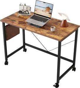 lot 161335 image: Mericonia 32 inch Rolling Computer Desk with Wheels, Gaming Desk for Small Spaces, Modern Simple Style Table for Home Office, Study Writing Table