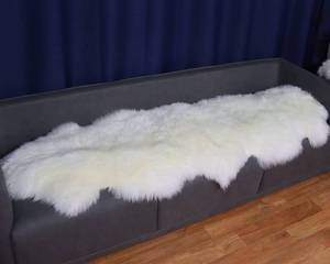 lot 161358 image: Champlus Genuine Australian Merino Sheepskin Rug, 2.3x6.6 ft Sheep Skin Fur Lambskin Area Rug, Double Pelt, White