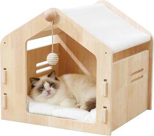 lot 161359 image: Spacious cat House Enclosed cat Bed with a Padded Cotton pad and cat Ball Easy to Assemble and Clean
