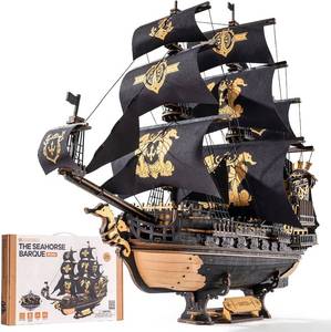 lot 161370 image: ROKR 3D Wooden Puzzles for Adults,Seahorse Barque Model kit, 603 Piece 3D Puzzles for Adults&Teens,Ideal Gift for Adults