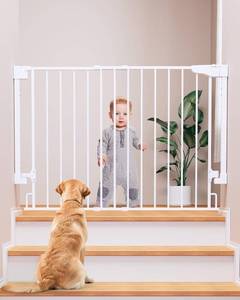 lot 161374 image: Cumbor 29.2 43 Baby Gate for Stairs, Wall-Mounted (Drill Required), No Bottom Bar Dog Gate, Auto Close Extra Wide Adjustable Walk Thru, Pet & Toddler Proof Gate, Top & Bottom of Stairways (White)